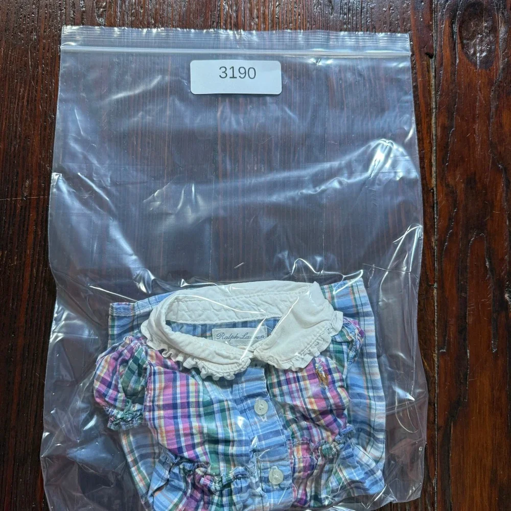 Ralph Lauren Plaid Dress Baby Girl 3M Multi-color Madras Peter Pan Collar